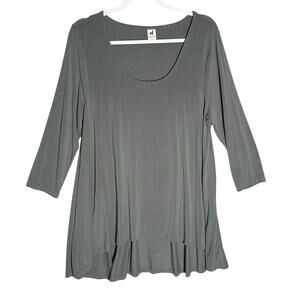 Peruvian Connection Sz XL Modal Scoop Neck Tunic Top High Low Hem Stretchy Flowy